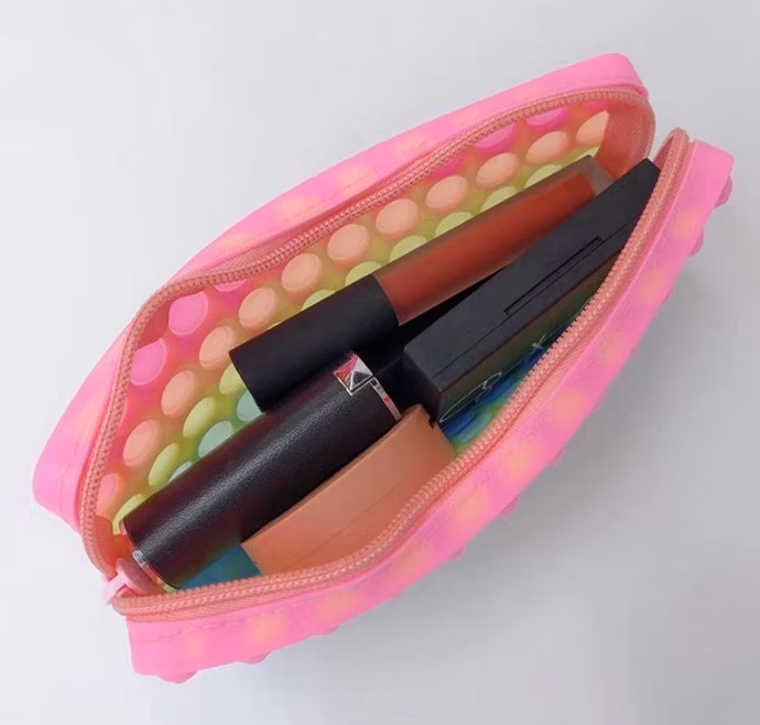 New Decompression Poppet Fidget Cosmetic Bag for Puzzle Bubble Silicone Pen Case Pops up Fidget Popper Pencil Case Bag