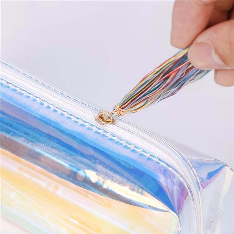 Sh1570 Colorful Jelly Small Purse PVC Laser Pencil Case School Student Stationery Makeup Bag