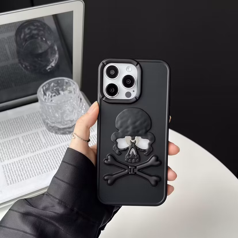 Solid TPU Skeleton Bracket Mobile Phone Protective Case Skull Phone Case for iPhone 16PRO