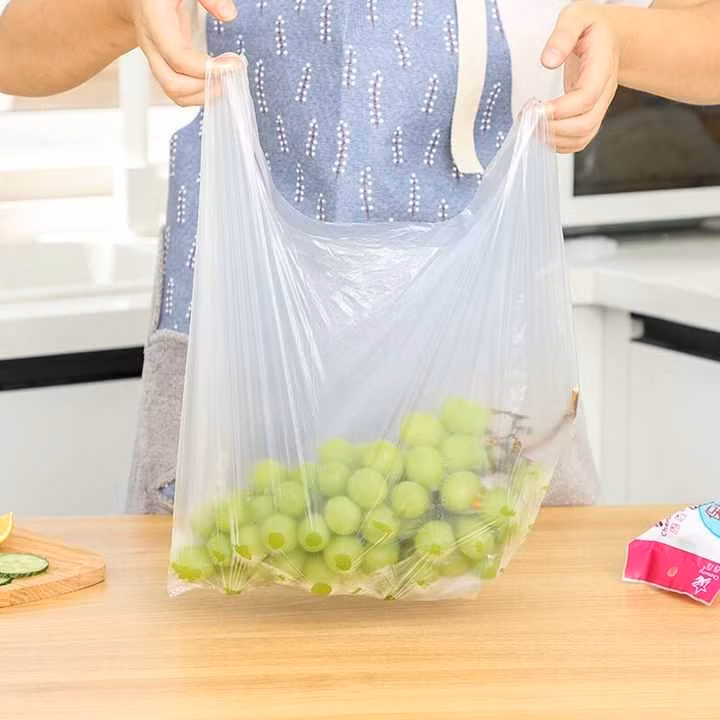 Storage Bags Suppliers Custom Size Supermarke HDPE Food Bag Plastic Shopping Food Pouch T-Shirt Perforated Packaging Bag Food Packing Bag
