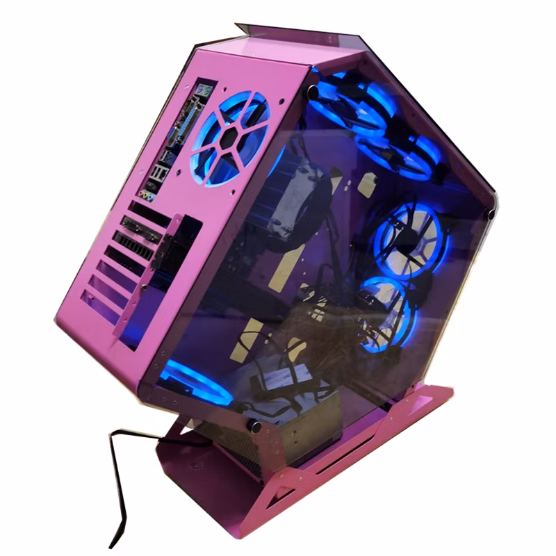 Supper Multiple Colors Gaming PC Casing Special Design Gaming ATX Case Computer with Tempered Glass, RGB 12cm Fans