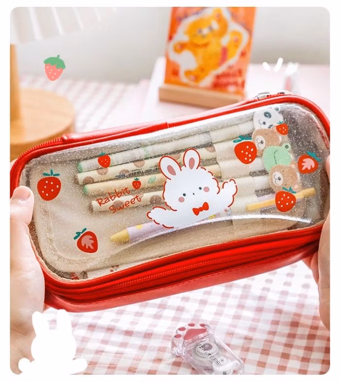 Case High Quality Transparent Large Capacity Triangle PVC Pencil Case