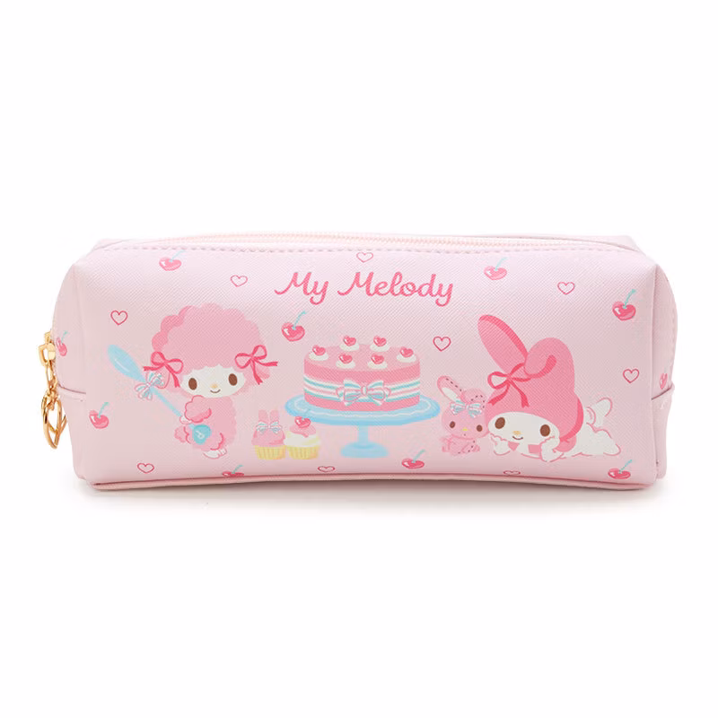 Cartoon PU Leather Square Double Zipper Student Pen Case