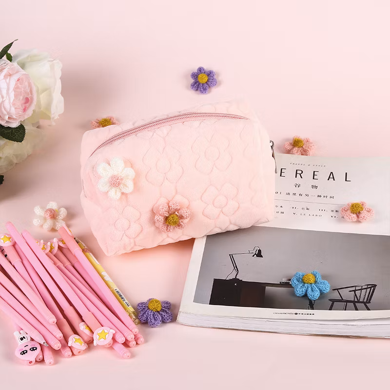 Hot Selling Flannel Zipper Kawaii Animal Pencil Bag Pencil Case for Office
