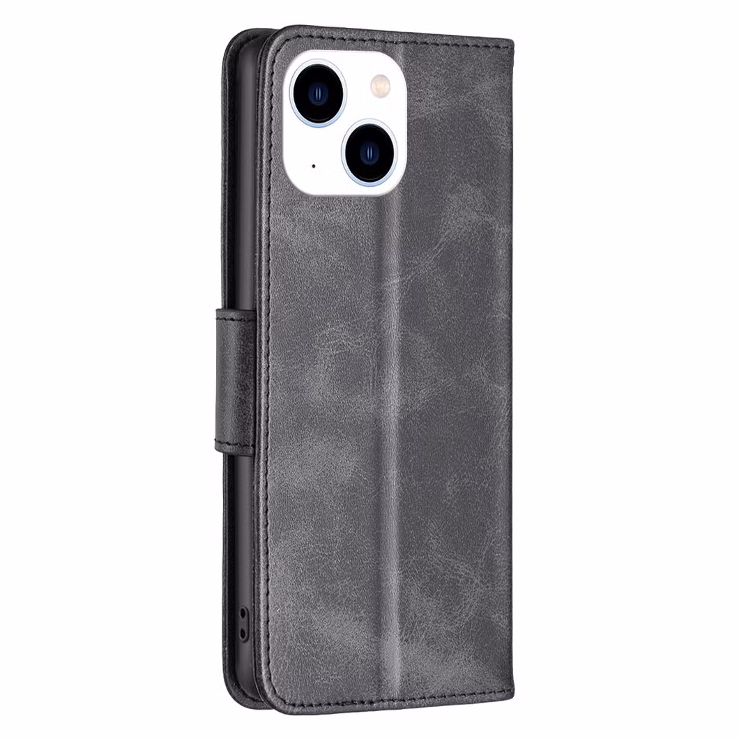 for iPhone 14 6.1 Inch Bf Leather Series-4 Shockproof Phone Case Solid Color Magnetic Clasp Well-Protected Wallet Style Leather Case Stand Cell Phone Shell