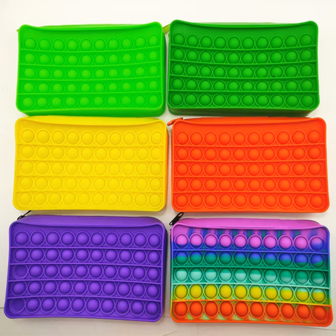 New Funny Compressive Popper Pencil Case Pop up Push Personalised Silicone Toys Kids Pencil