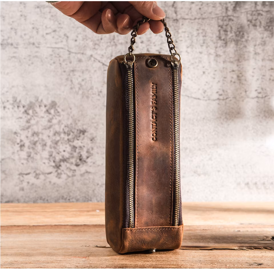 GA151 personalised stationery multi function a luxury pen leather cases multifunctional for single pouch large capacity custom pencil case