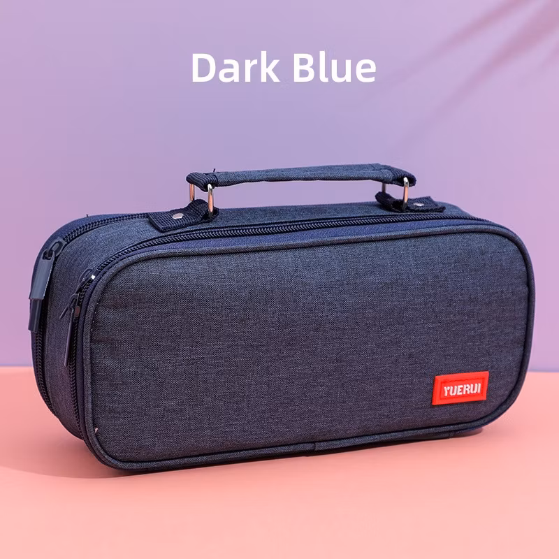 Dark Blue Oxford Cloth Pencil Bag Colourful Large Storage Pencil Case Pen Bag with Zipper Big Capacity Pouch Organizer