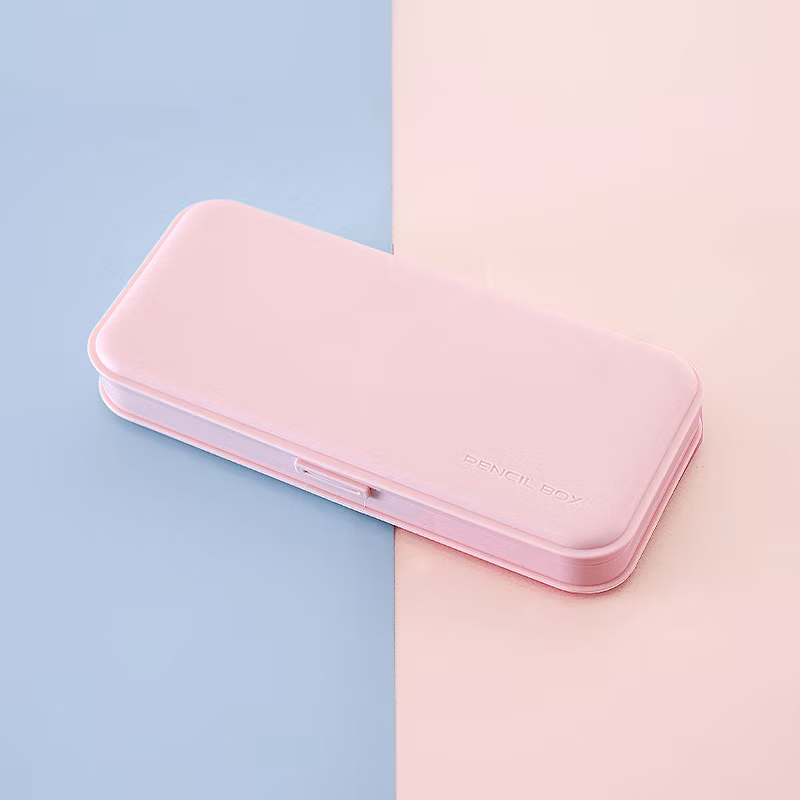 Ins Hot Sale Matte Color Plastic Student Stationery Larger Storage Pencil Case