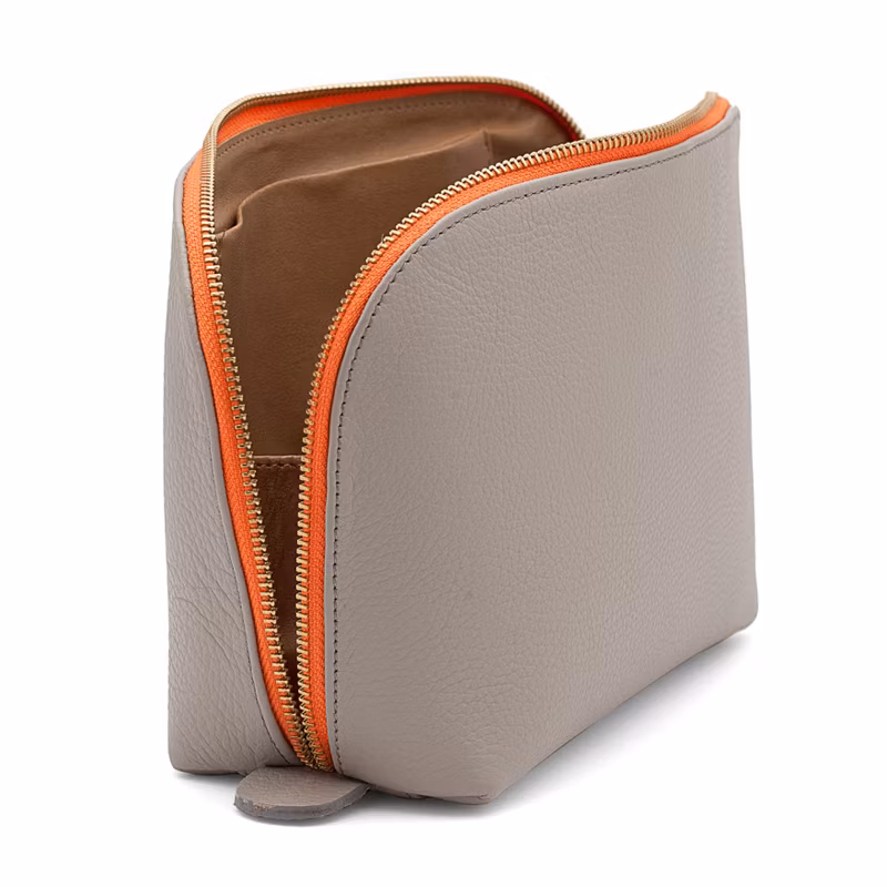 Customized Logo Wash Bag Unisex Good Material Simple Pouches Leather Cosmetic Bag