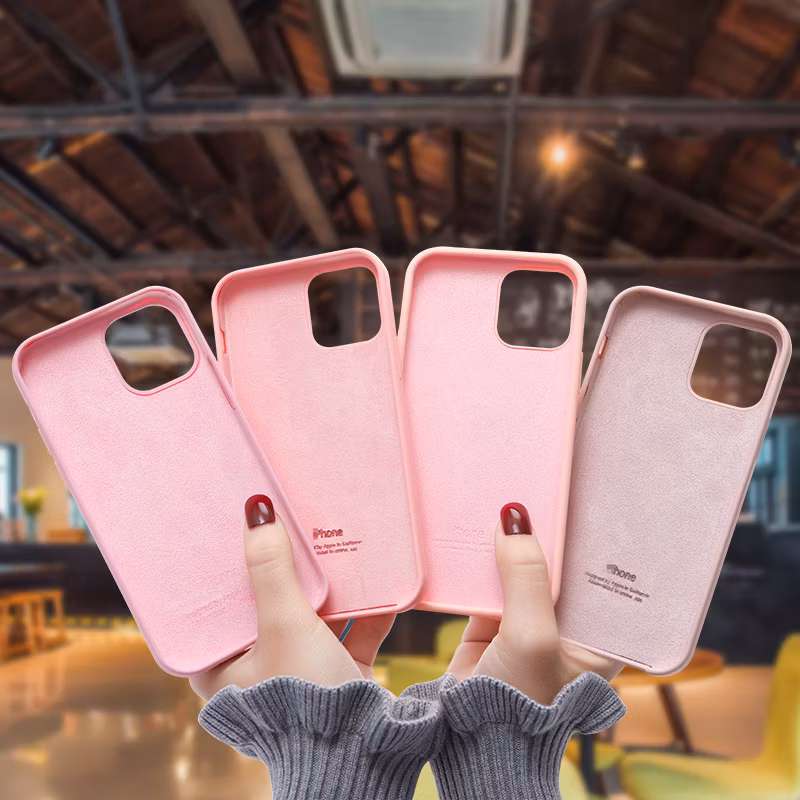 2024 New Custom Solid Color Cell Phone Case for Apple 12 13 14 PRO Max Official Original Logo Solid Silicone Phone Case Cover