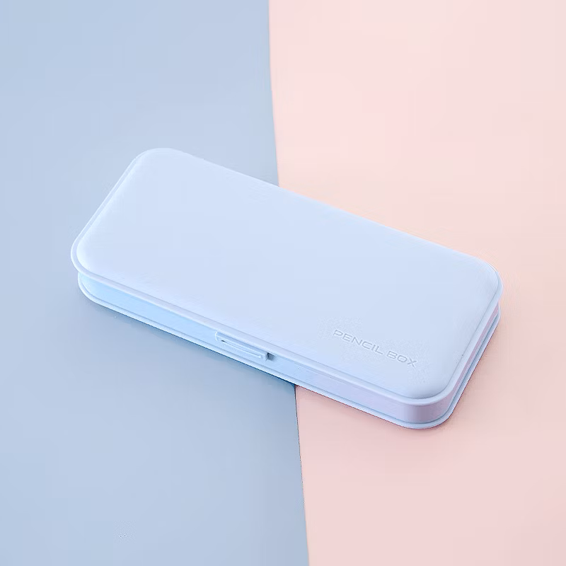 Ins Hot Sale Matte Color Plastic Student Stationery Larger Storage Pencil Case