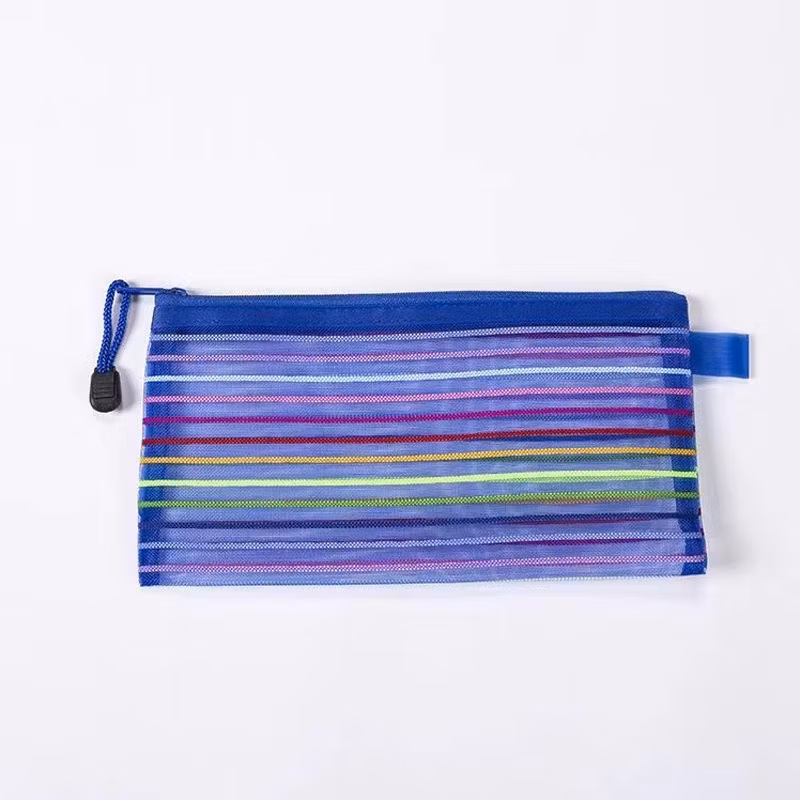 Storage Colorful Mesh Zipper Bag Transparent Pencil Case Storage Document Bag Student