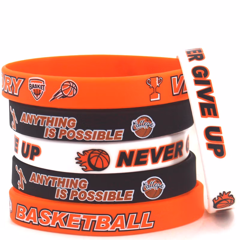 Motivational Debossed Engrave Printed Ink Filled Event Sport Glow Wide Thin Personalized Promotional Custom Customized Logo Silicone Rubber Wristband Bracelet