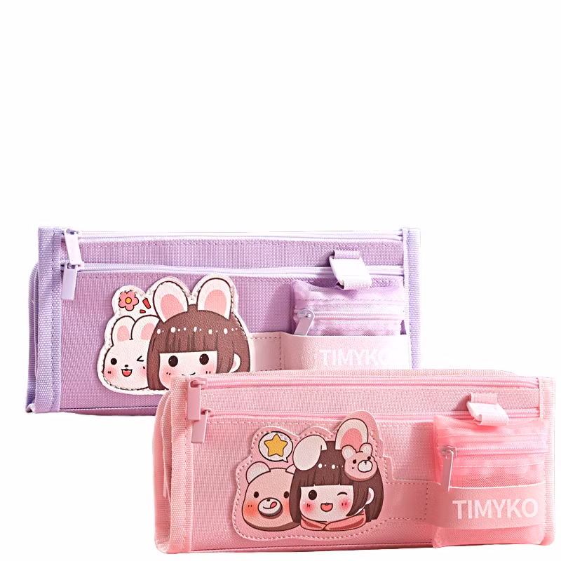 High Capacity Canvas Pencil Case Oxford Pencil Purse Kids Girls Study School