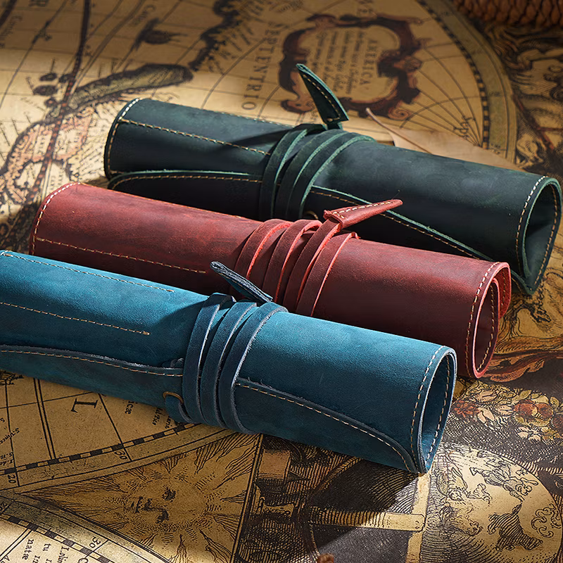 Ea139 Multifunction Leather Pen Case Pouch with Luxury Cute Customize Black Fashion Custom Pencil Cases
