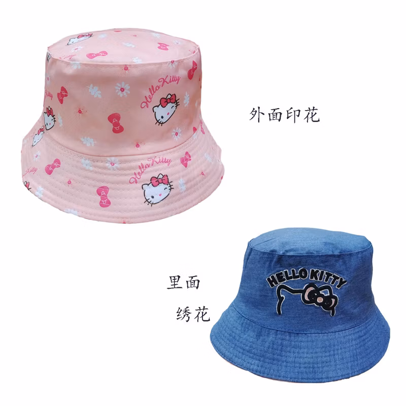 Hello Kt Wholesale Bucket Hats Travel Fishing Sun Hats for Girls for Women