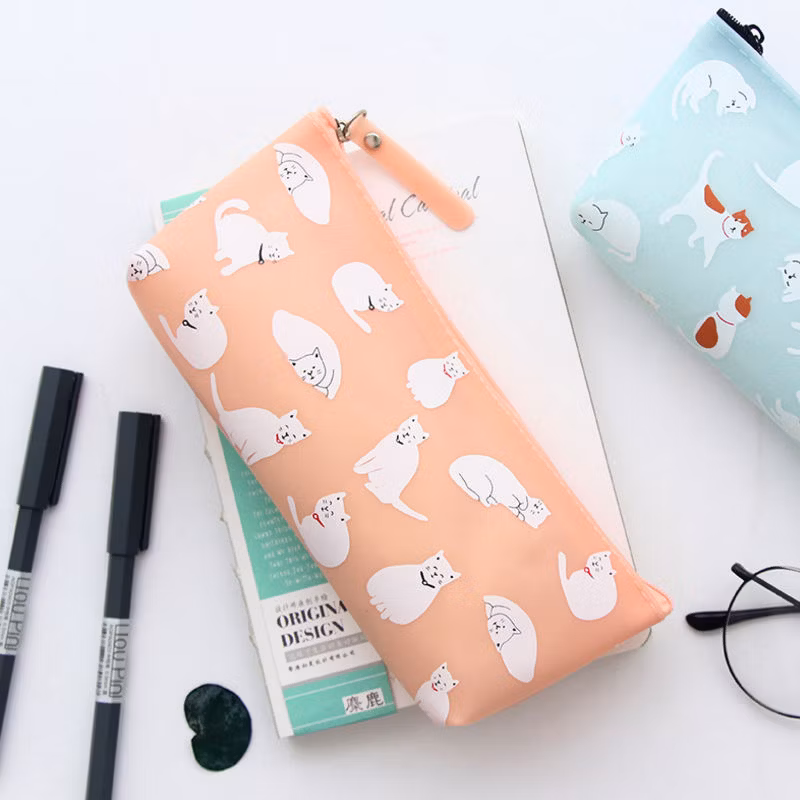 Cartoon Cat Waterproof Pencil Case for School & Office