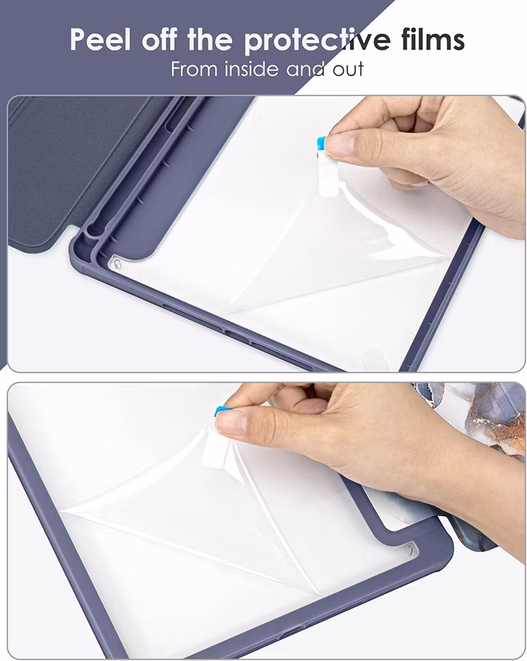 Shockproof with Pen Slot Transparent PC Back Shell Color Drawing Leather Tablet Case for iPad 6th/5h Generation iPad Air 2/PRO 9.7 Inch