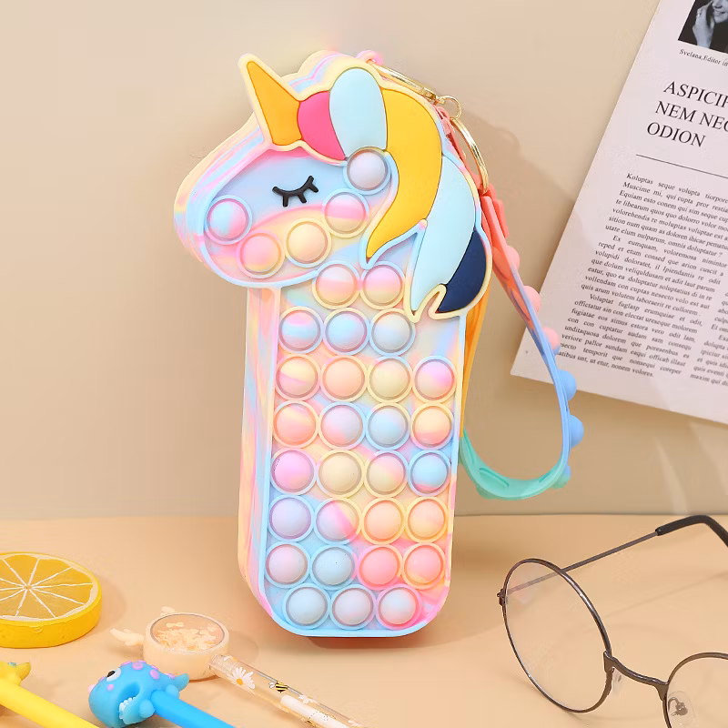 Wholesale DIY Unicorn Silicone Pen Bag Children Cute Stationery Features Pencil Cases