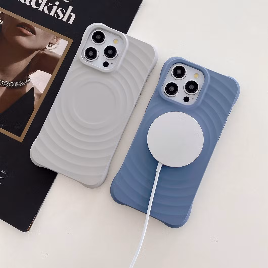 3D Wave Satin Ruffle Pattern Phone Case for iPhone 15 PRO Max Magnetic Solid Cover