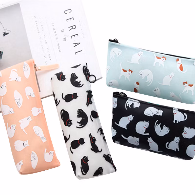 Cartoon Cat Waterproof Pencil Case for School & Office