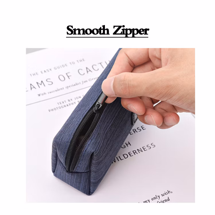 Customized Solid Canvas Pencil Pen Bag Students Zipper Pouch Pencil Case for School