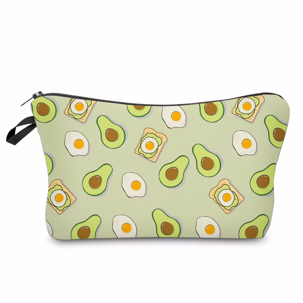 Large Capacity Cartoon Cute Avocado Pencil Pouch Make up Cosmetic Bag for Girls