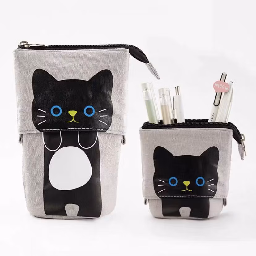 School Supplies Canvas Telescopic Avocado Aesthetic Pencil Case Fashion Cat Pencil Bag