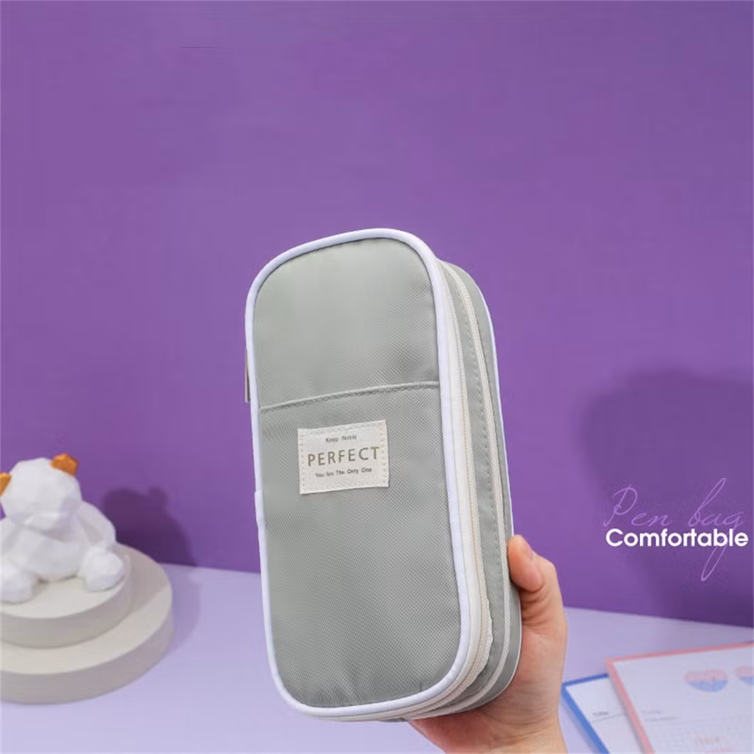 Wholesale Macaron Color Scheme Oxford Cloth Pencil Case Stationery Bag for School