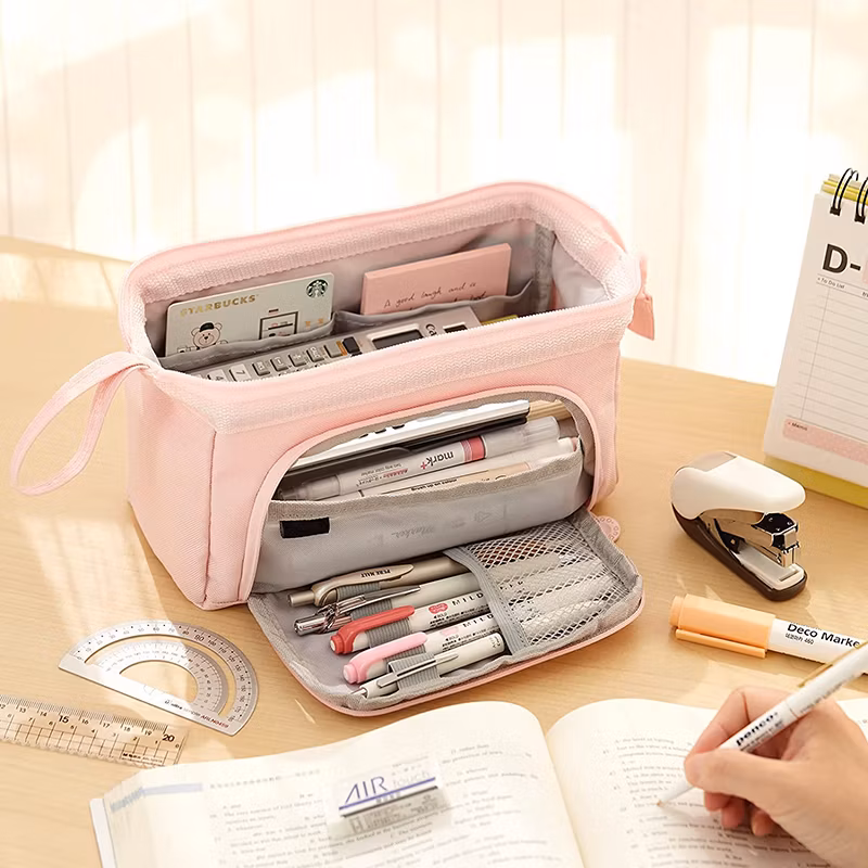 Large Capacity Clear Cute Kids Cute Handheld Canvas Pencil Bag