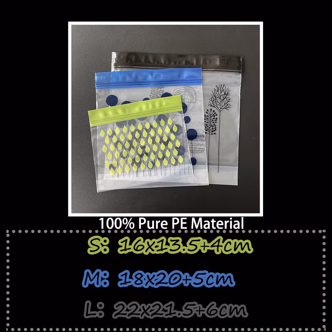 New Arrival PE Food Grade Double Color Zipper Ziplock Plastic Packaging Freezer Storage Grip Sandwich Bags for Fruit Snack Vegetable Candy Meat Storage