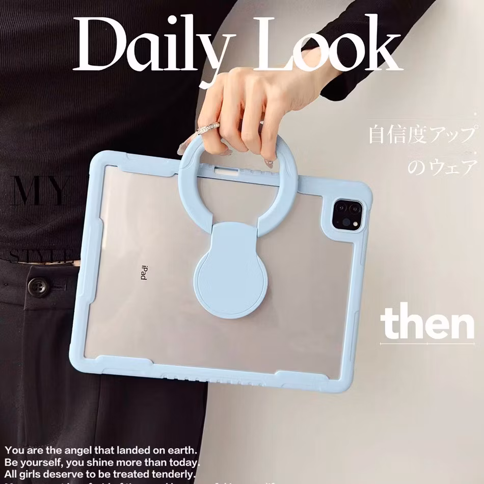 Anti-Drop Transparent Acrylic Built-in Pencil Holder with Rotating Kickstand Rugged Tablet Case for iPad PRO 11 Inch M4 2024