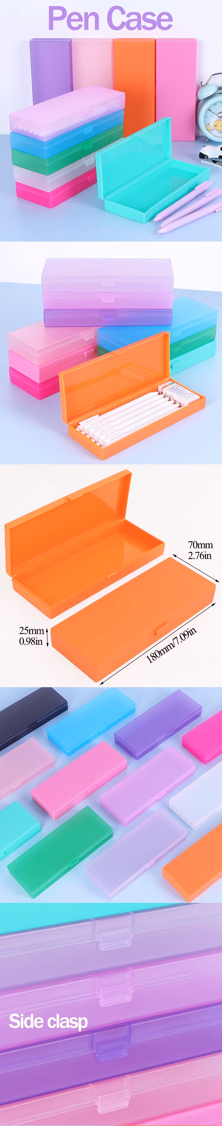 Sunshing Plastic Geometry Kit Math Tool Pen Container Colorful Pen Pencil Case