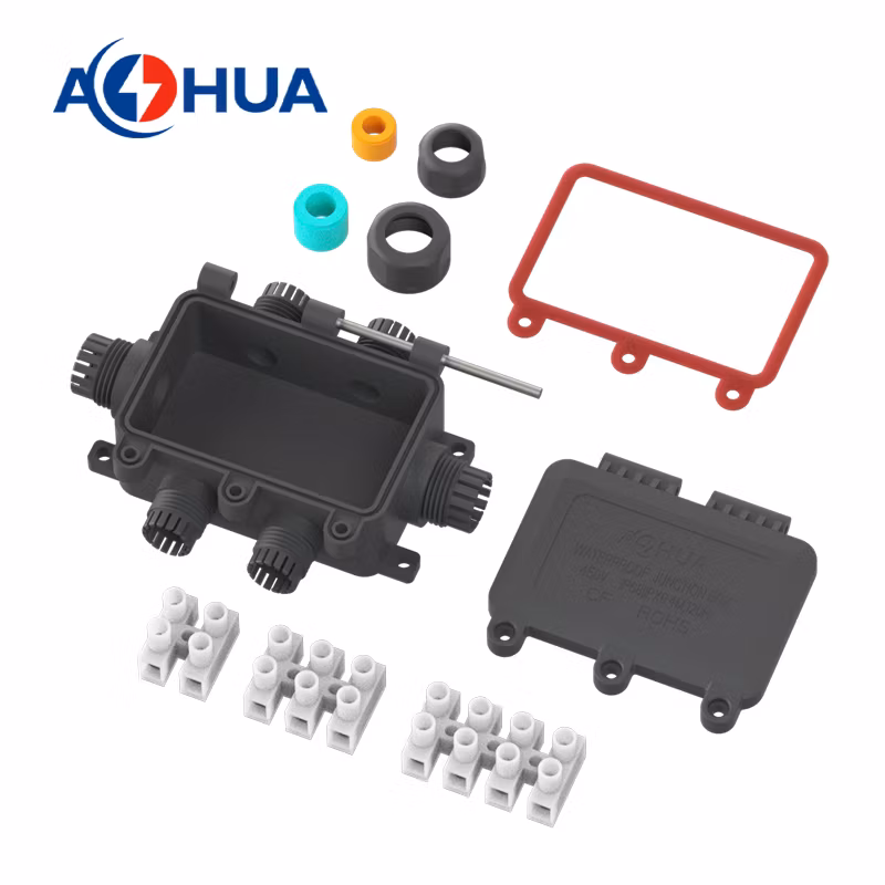 Buried Light Power Supply Plastic Wwterproof Junction Box M20 2~4pin Cable Connector Three-Way Wire Distributor IP68 LED Connector