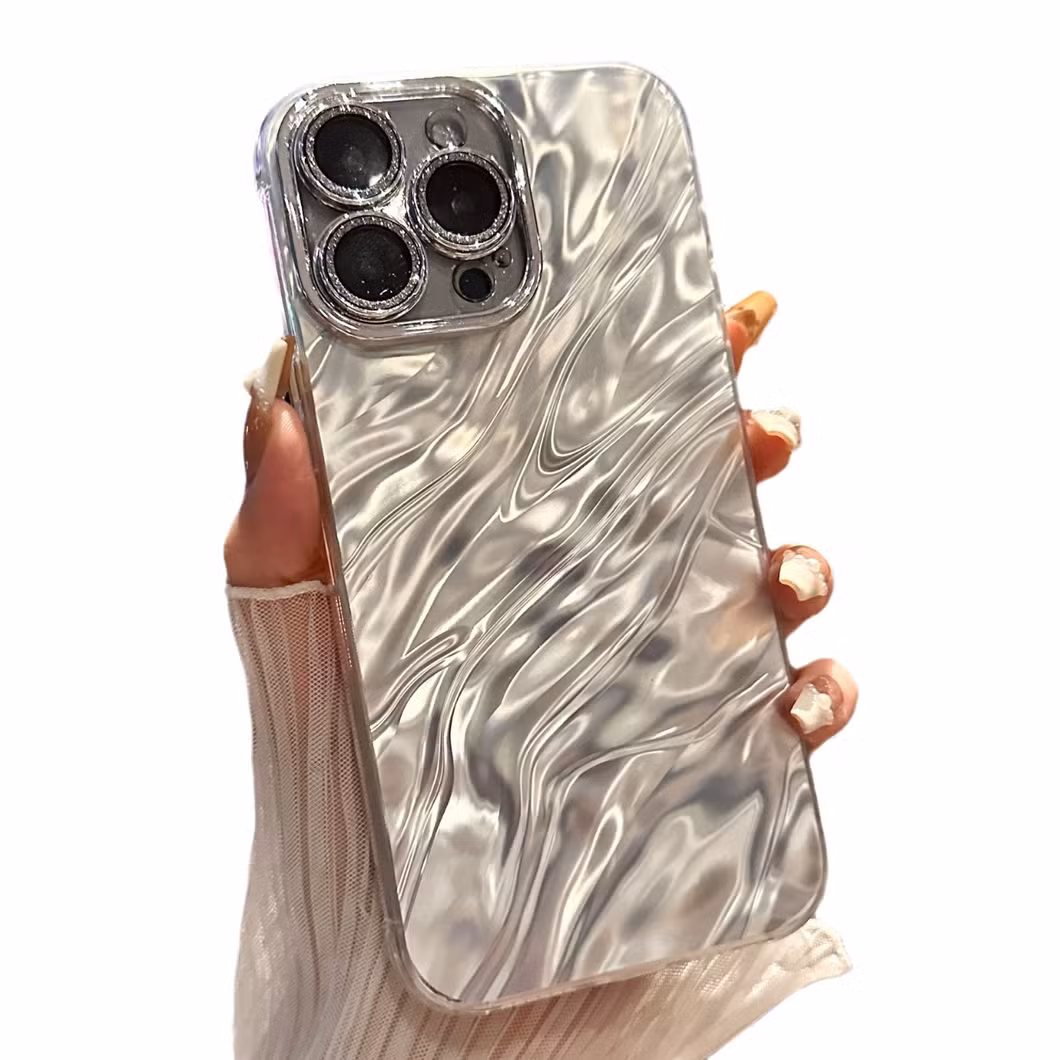 Water Ripple IMD Solid Color Glitter High-End Phone Case for I-Phone 16