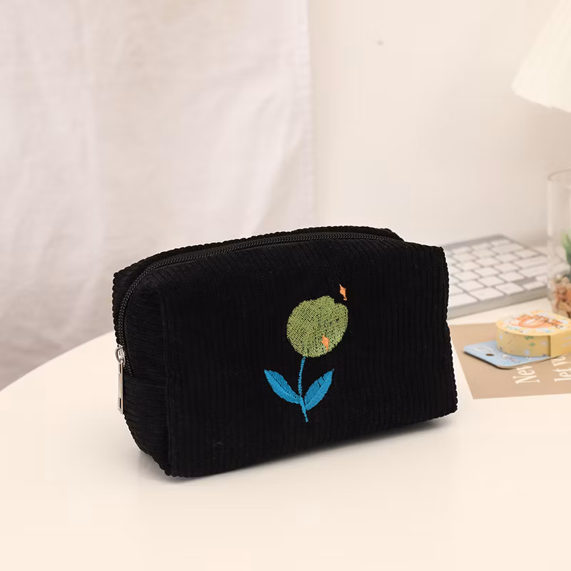 Factory Price Flannel Zipper Kawaii Rectangular Pencil Bag Pencil Case for School