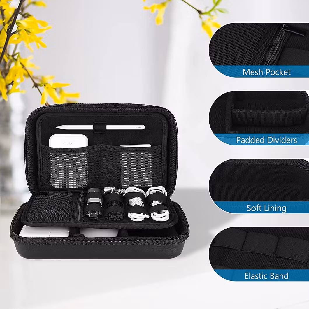 Hard Travel Electronic MacBook Power Adapter Chargers Cables Power Bank Apple Magic Mouse Apple Pencil USB Flash Disk SD Card Small Portable Organizer Case