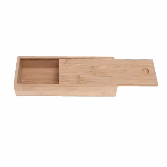 Bamboo Pencil Case with Sliding Lid Multifunctional Jewelry Tool Storage Box