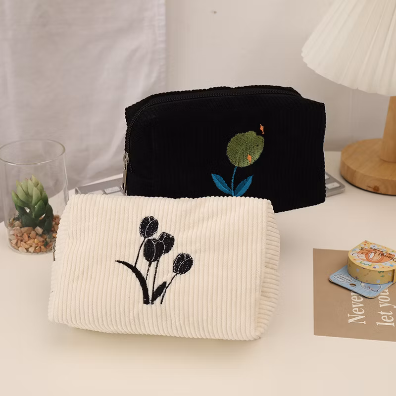 Factory Price Flannel Zipper Kawaii Rectangular Pencil Bag Pencil Case for School
