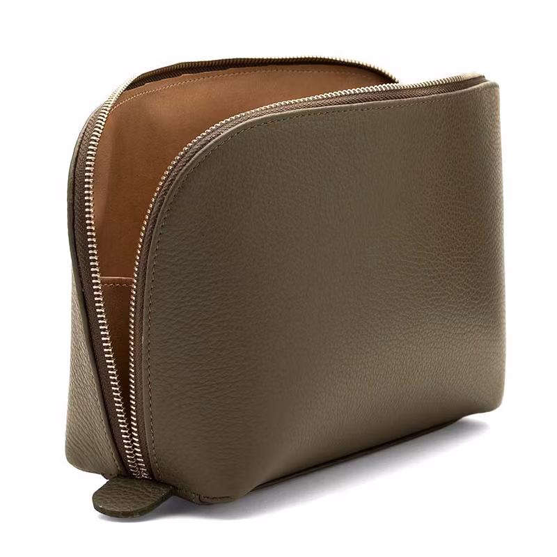 Customized Logo Wash Bag Unisex Good Material Simple Pouches Leather Cosmetic Bag