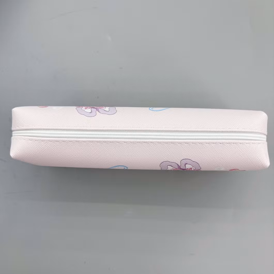 PU Flower Color Zipper Pen Pouch Bag for School and Office