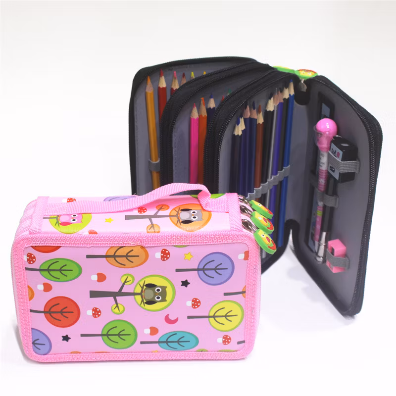 High Quality Custom Multifunctional Colorful PU Leather Pencil Case Bags