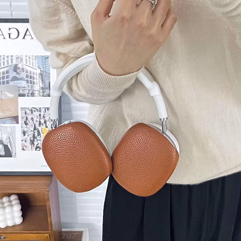 Brown Lychee Leather Fashion Airpods Max Headset Case for Apple Airpods Max