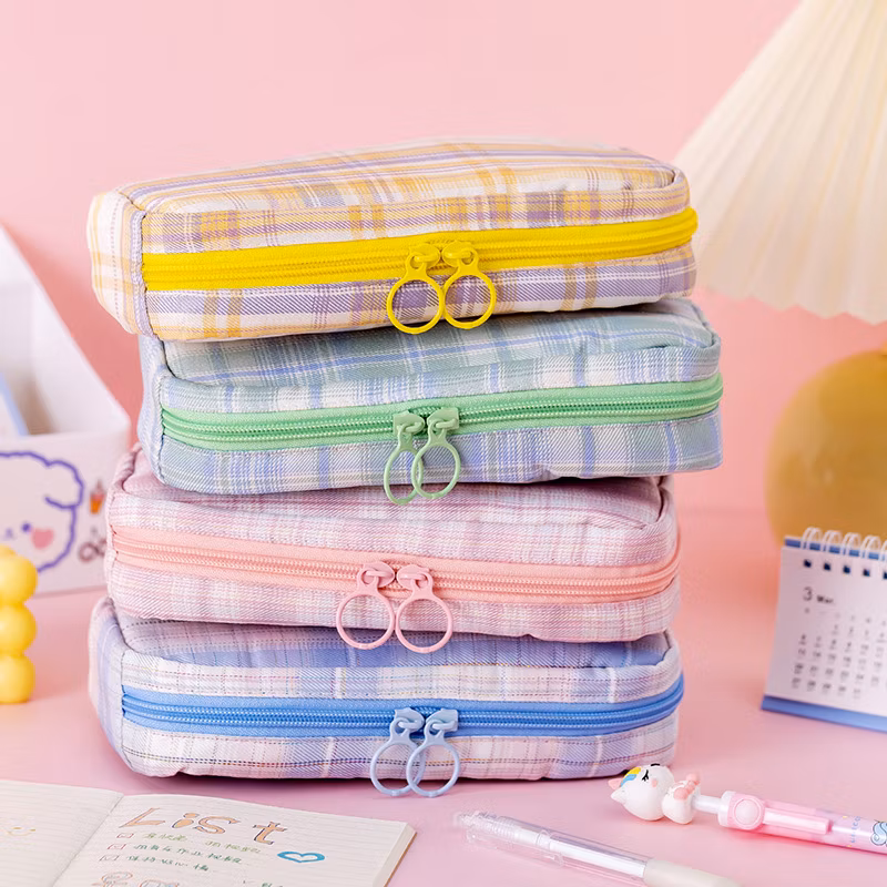 Big Capacity Fashion Cute School Student Multifunction Blank Canvas Pencil Case