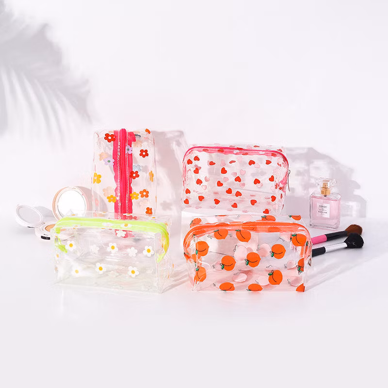 Custom Simple Flocking Care Bag Creative Mesh Design Portable Storage Girls Toiletry Bag Pencil Bag