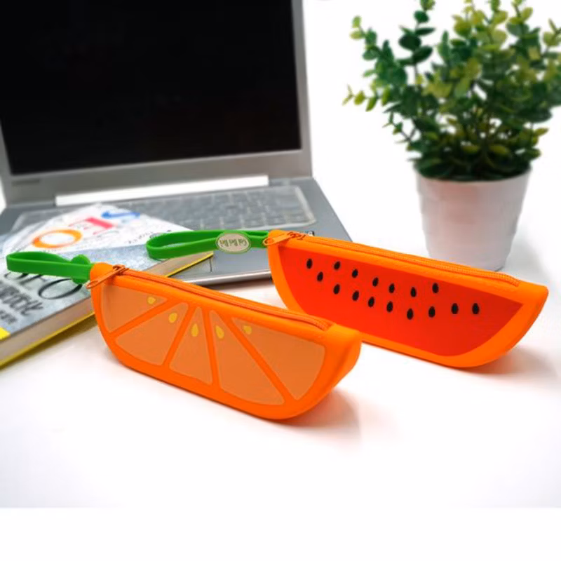 Creative Watermelon Fruit Silicone Large Capacity Zipper Storage Pencil Case Pencil Case