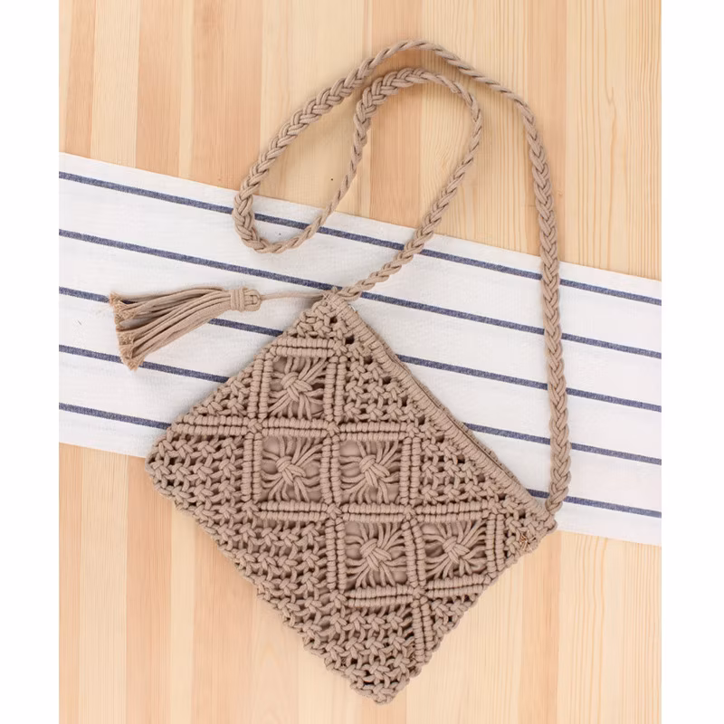 Women Summer Straw Large Tote Bag Beach Casual Shoulder Bag Handmade Square Storage Bag