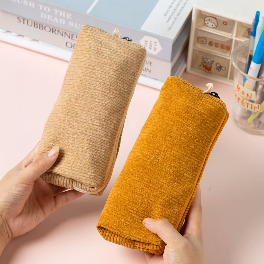 Stylish Corduroy Pencil Case Bag for Artists and Students