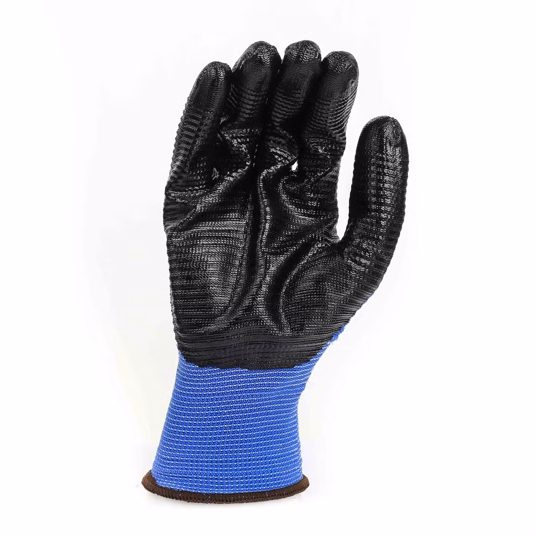 Black Nylon Nitrile Coated Gloves, 13-Gauge, Abrasive-Resistant, Dirt-Resistant Work Safety Gloves